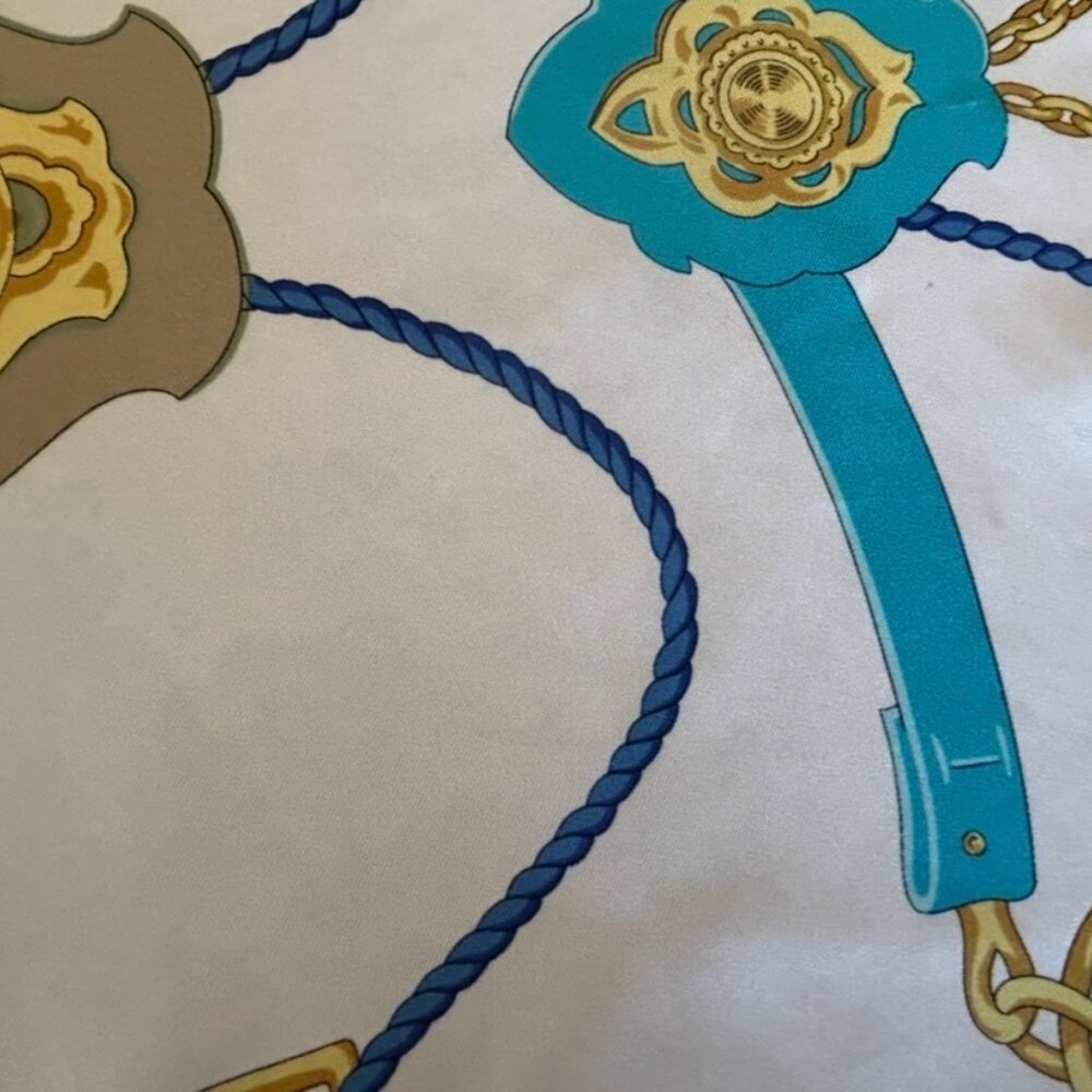 Vintage Celine Paris Equestrian Motif Silk Scarf, ~ 34 x 34 - Picture 9 of 16